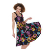 Funky Kiss Lips Pattern Print Women's Sleeveless Dress