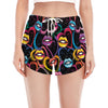 Funky Kiss Lips Pattern Print Women's Split Running Shorts