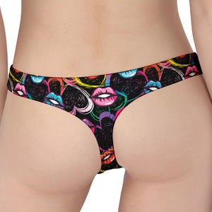 Funky Kiss Lips Pattern Print Women's Thong