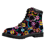 Funky Kiss Lips Pattern Print Work Boots