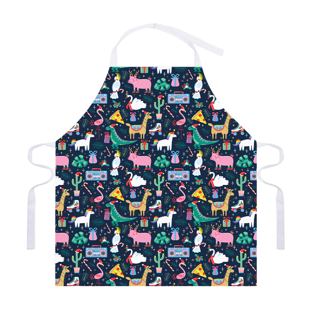 Funny Christmas Animals Pattern Print Adjustable Apron