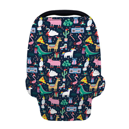 Funny Christmas Animals Pattern Print Baby Seat Cover