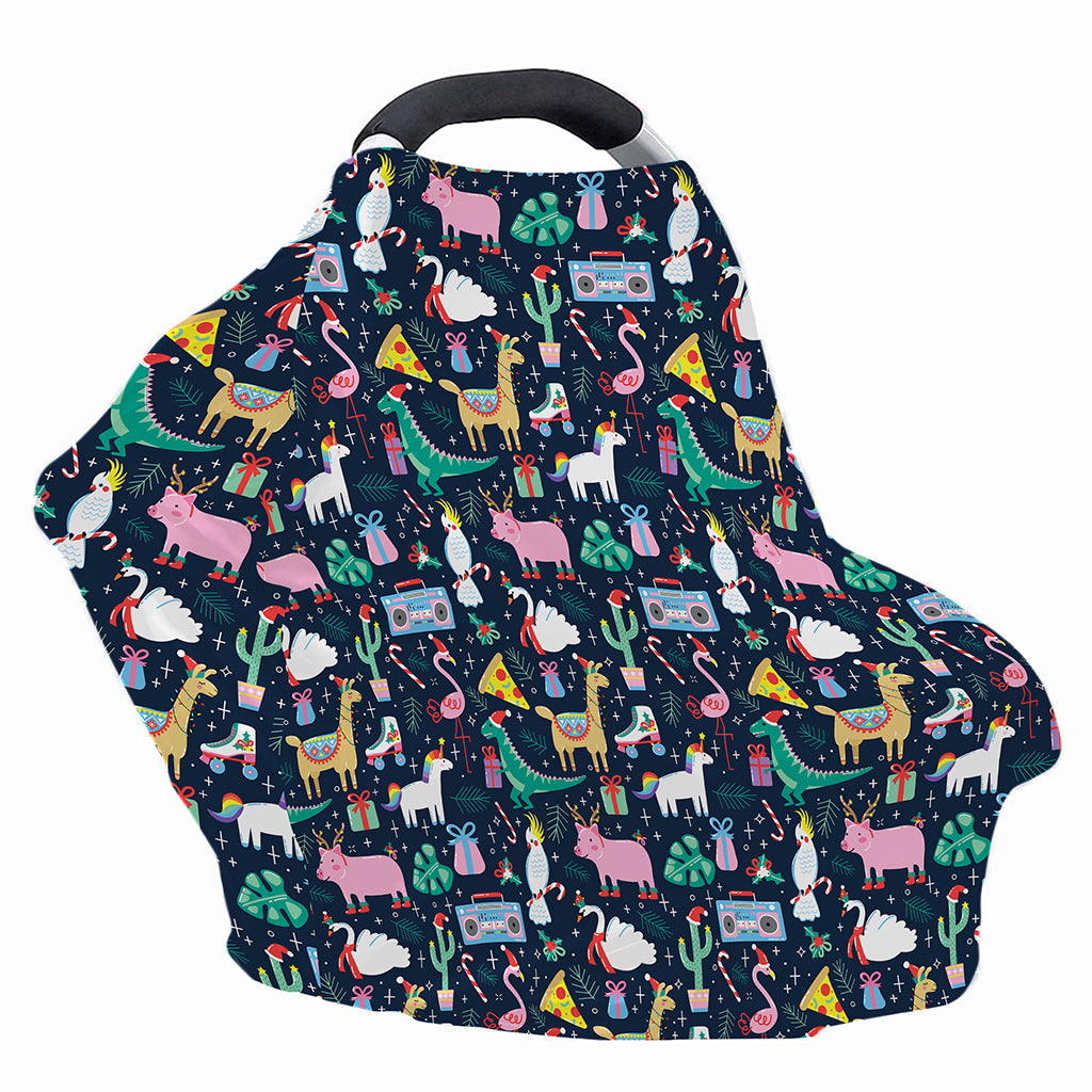 Funny Christmas Animals Pattern Print Baby Seat Cover