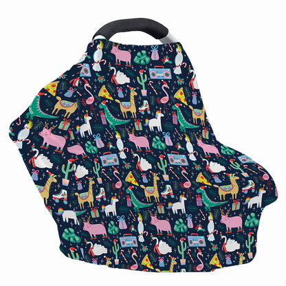 Funny Christmas Animals Pattern Print Baby Seat Cover