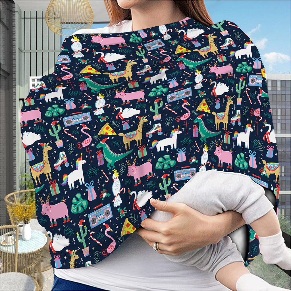 Funny Christmas Animals Pattern Print Baby Seat Cover