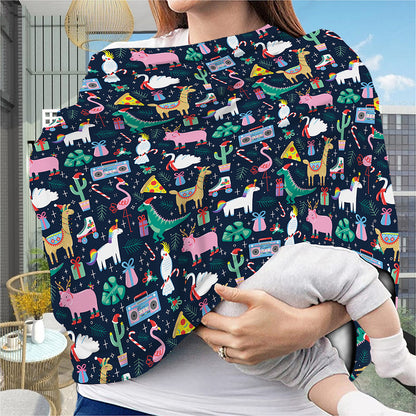 Funny Christmas Animals Pattern Print Baby Seat Cover