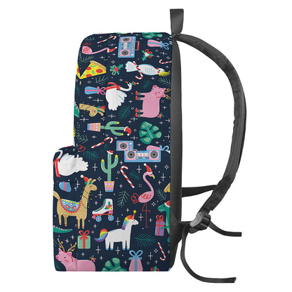Funny Christmas Animals Pattern Print Backpack