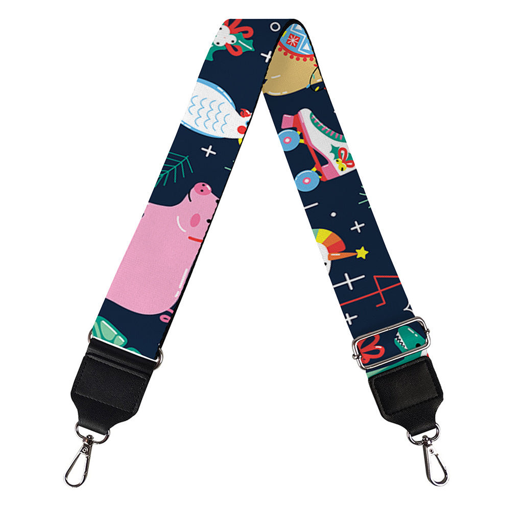 Funny Christmas Animals Pattern Print Bag Strap