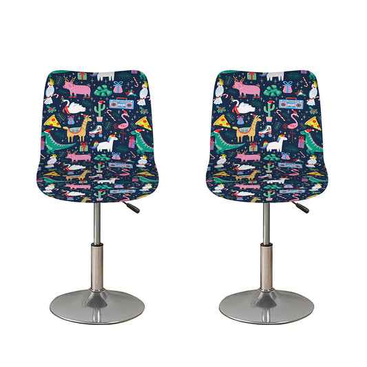 Funny Christmas Animals Pattern Print Bar Stool Covers