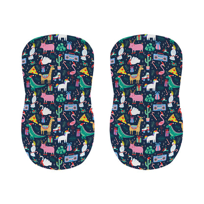 Funny Christmas Animals Pattern Print Bar Stool Covers