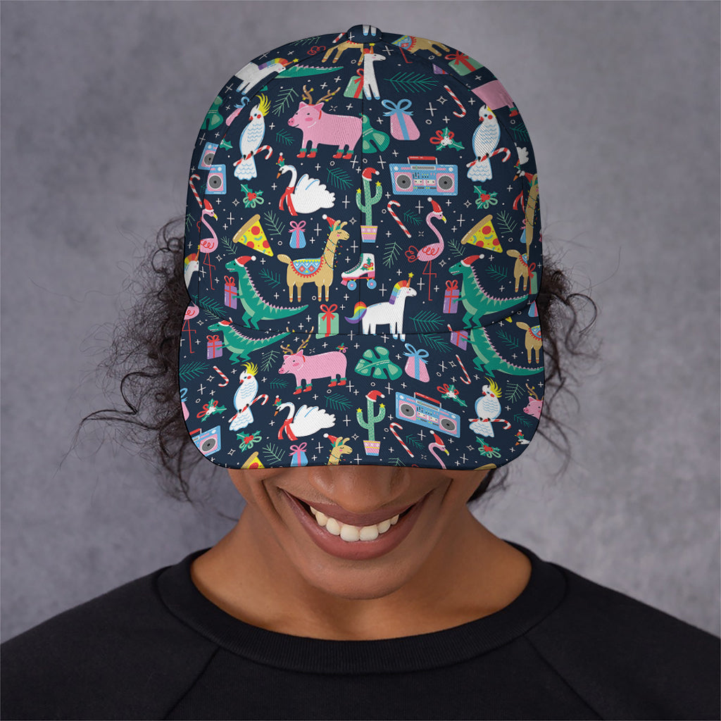Funny Christmas Animals Pattern Print Baseball Cap