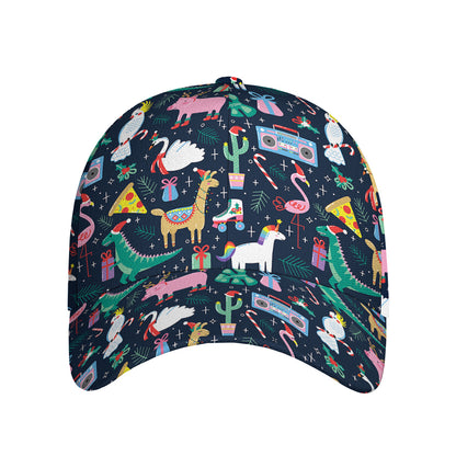 Funny Christmas Animals Pattern Print Baseball Cap
