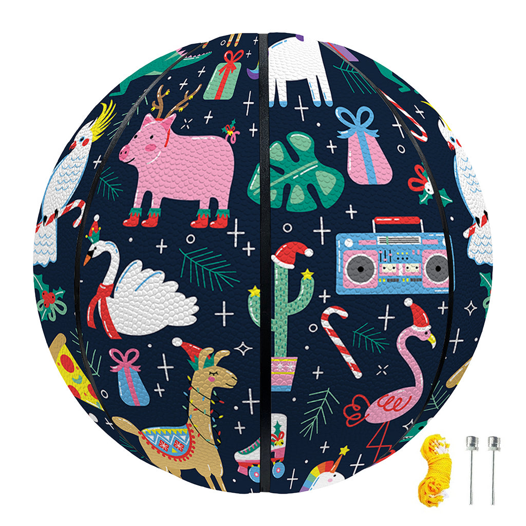 Funny Christmas Animals Pattern Print Basketball