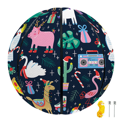 Funny Christmas Animals Pattern Print Basketball