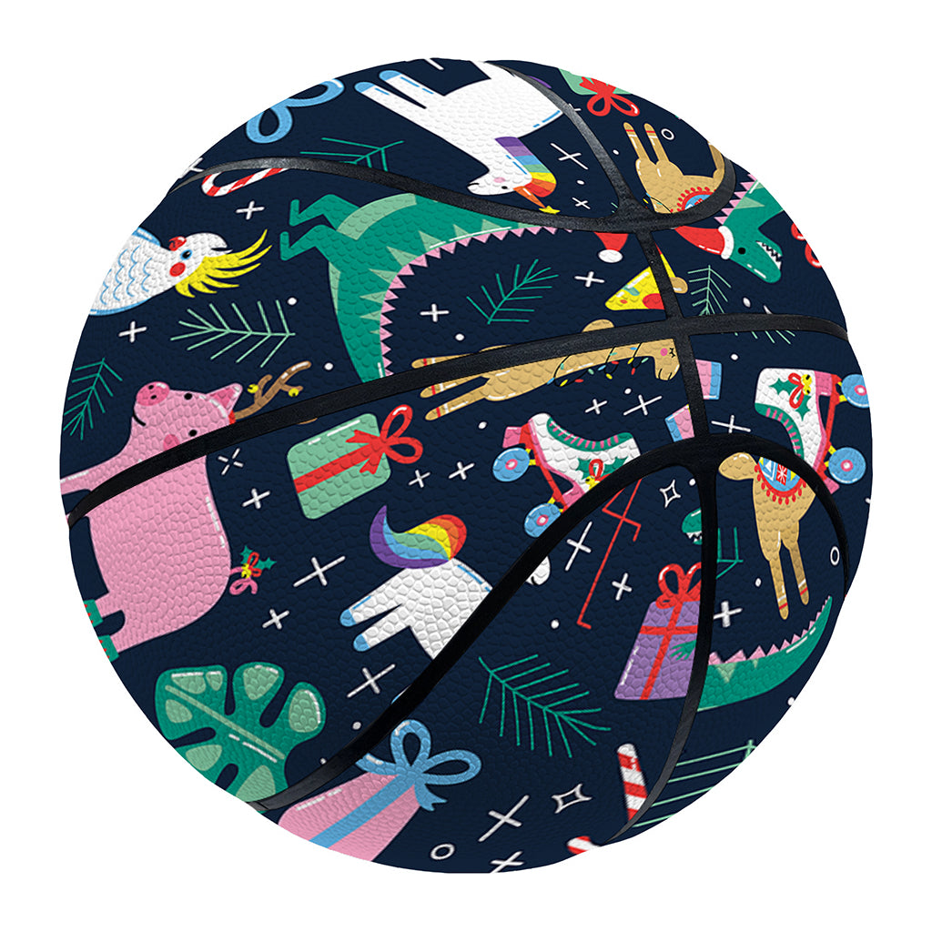Funny Christmas Animals Pattern Print Basketball
