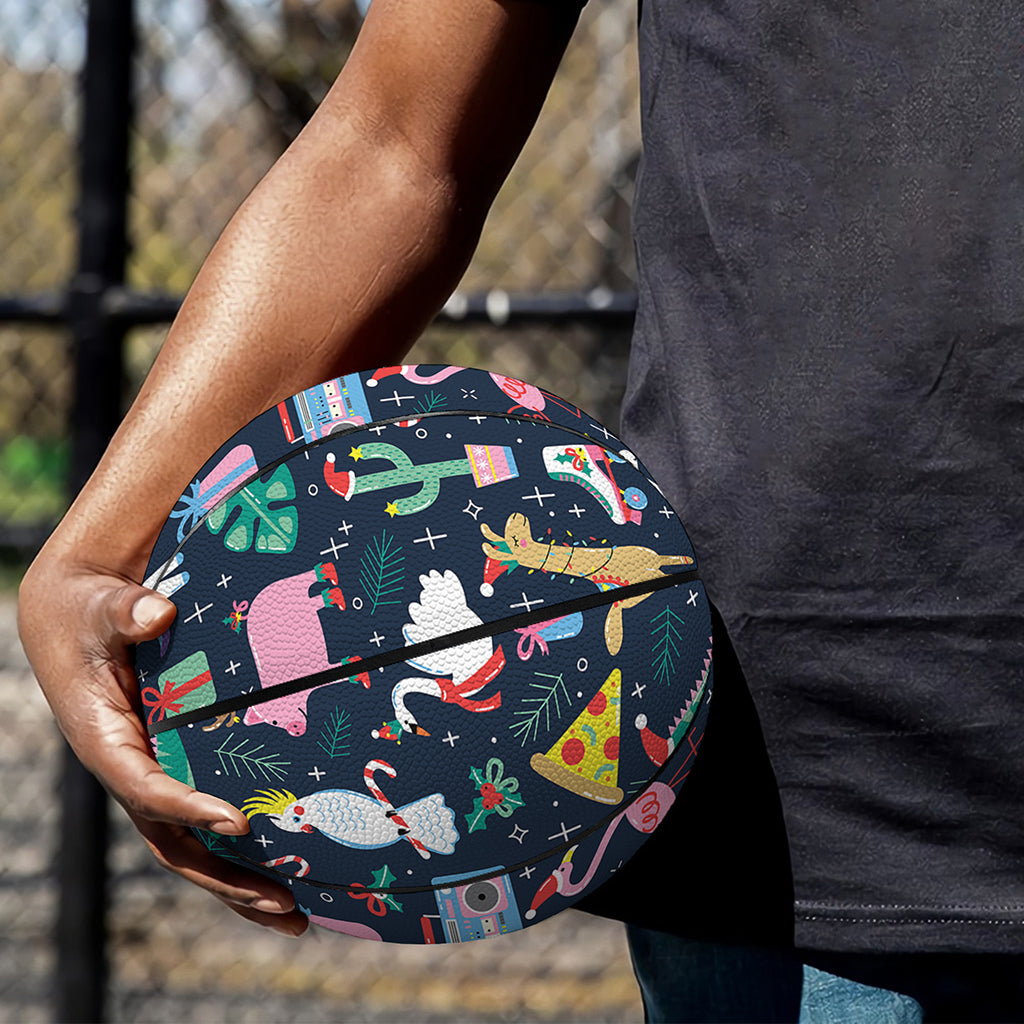 Funny Christmas Animals Pattern Print Basketball