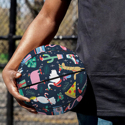 Funny Christmas Animals Pattern Print Basketball