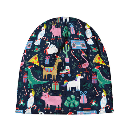 Funny Christmas Animals Pattern Print Beanie