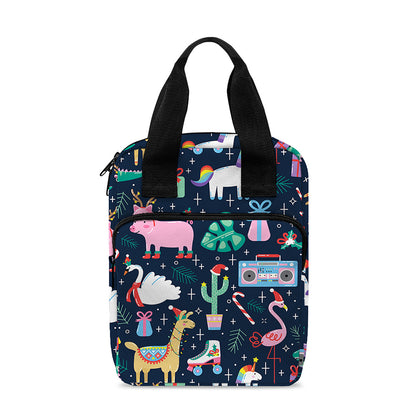 Funny Christmas Animals Pattern Print Bible Tote Bag