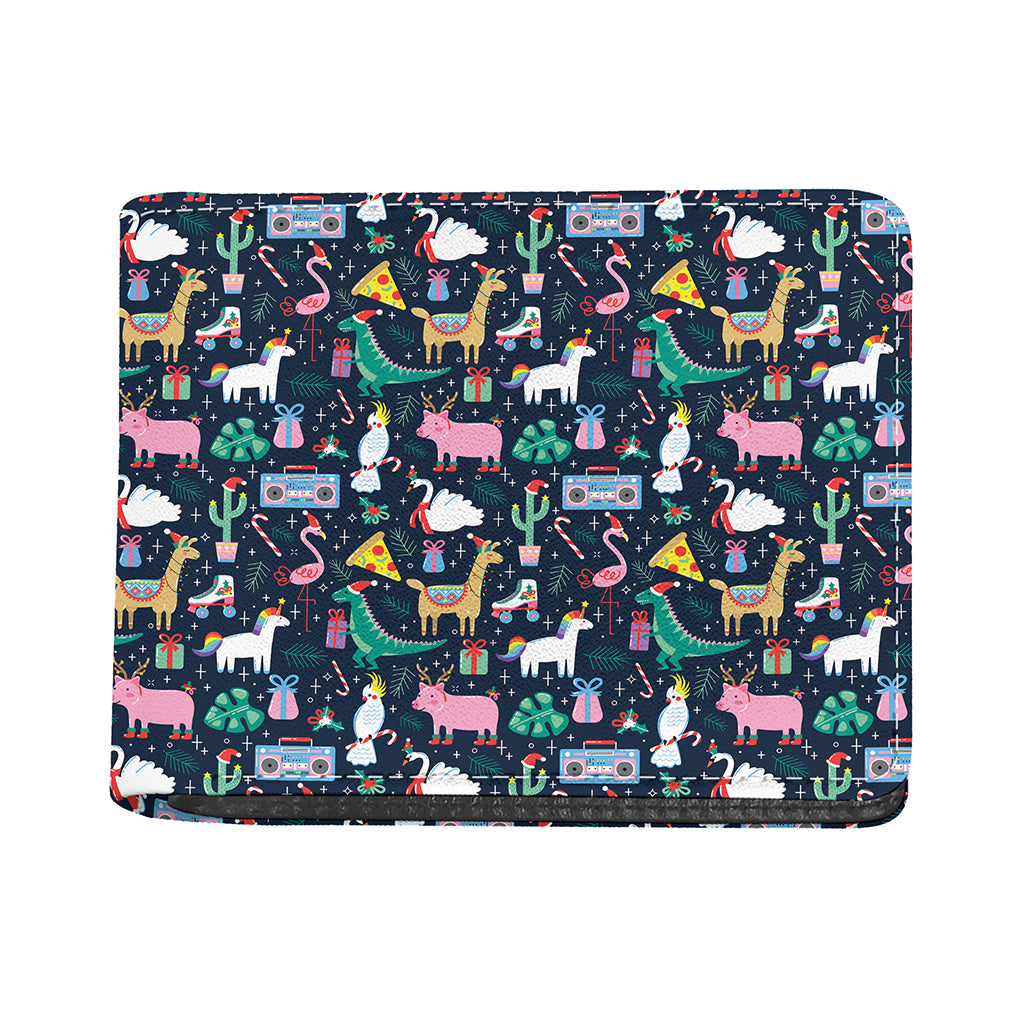Funny Christmas Animals Pattern Print Bifold Wallet