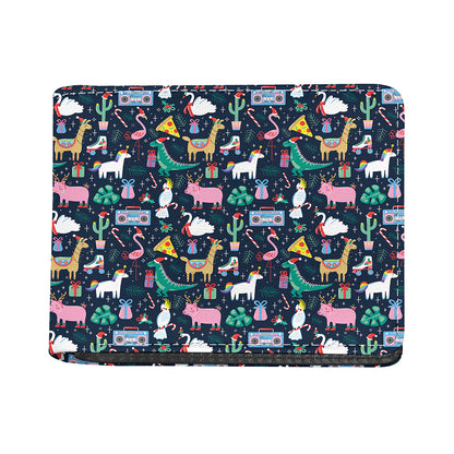 Funny Christmas Animals Pattern Print Bifold Wallet