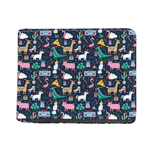 Funny Christmas Animals Pattern Print Bifold Wallet