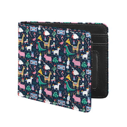 Funny Christmas Animals Pattern Print Bifold Wallet