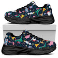 Funny Christmas Animals Pattern Print Black Chunky Shoes
