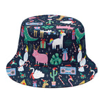 Funny Christmas Animals Pattern Print Bucket Hat