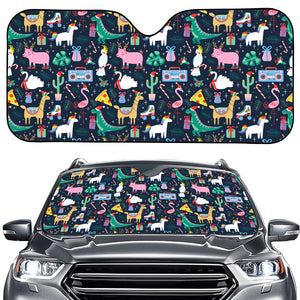 Funny Christmas Animals Pattern Print Car Windshield Sun Shade