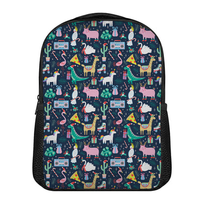 Funny Christmas Animals Pattern Print Casual Backpack