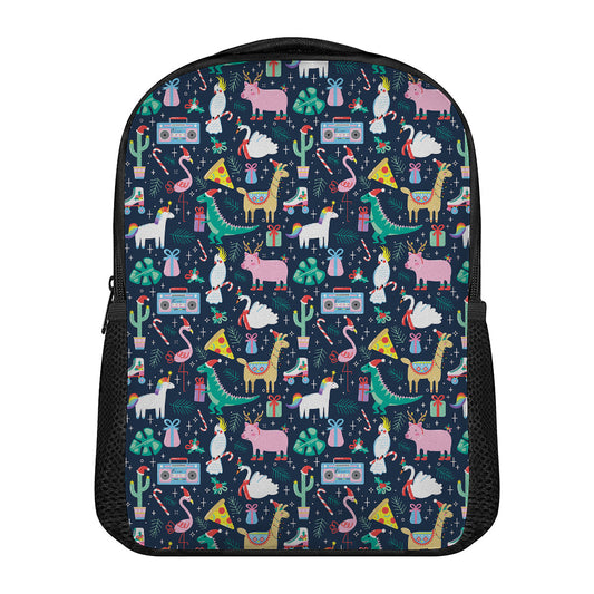 Funny Christmas Animals Pattern Print Casual Backpack