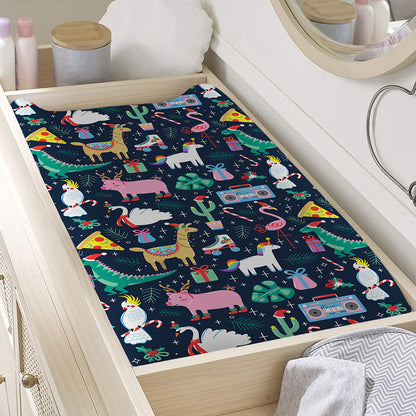 Funny Christmas Animals Pattern Print Changing Pad Cover