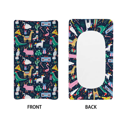 Funny Christmas Animals Pattern Print Changing Pad Cover