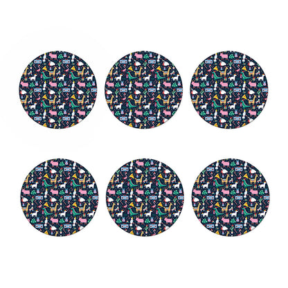 Funny Christmas Animals Pattern Print Coaster Set
