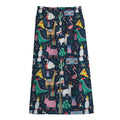 Funny Christmas Animals Pattern Print Cotton Front Slit Maxi Skirt
