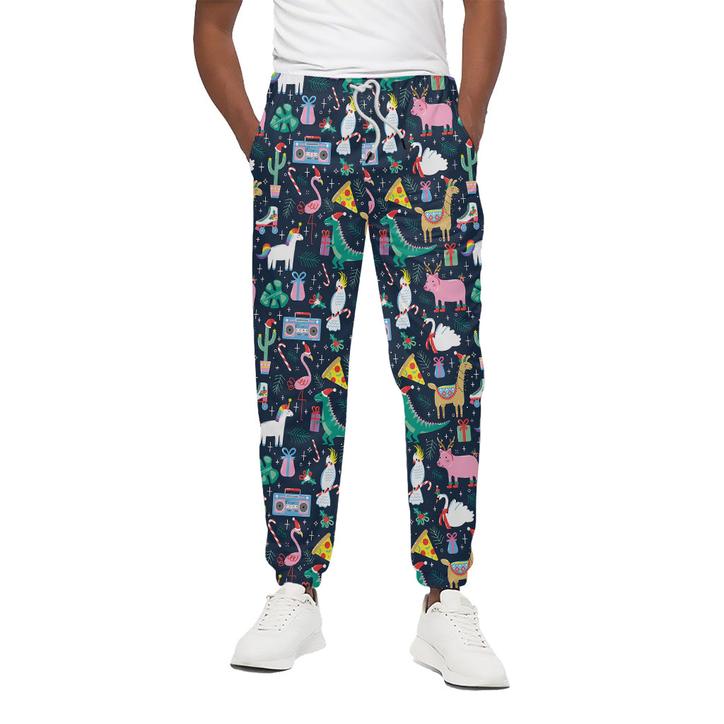 Funny Christmas Animals Pattern Print Cotton Pants