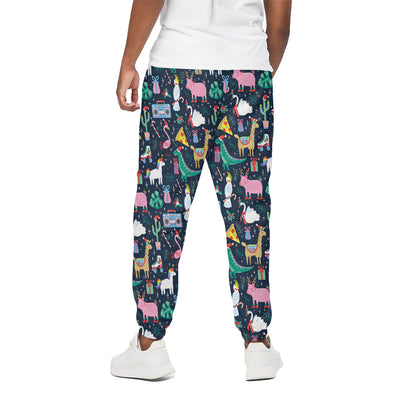Funny Christmas Animals Pattern Print Cotton Pants