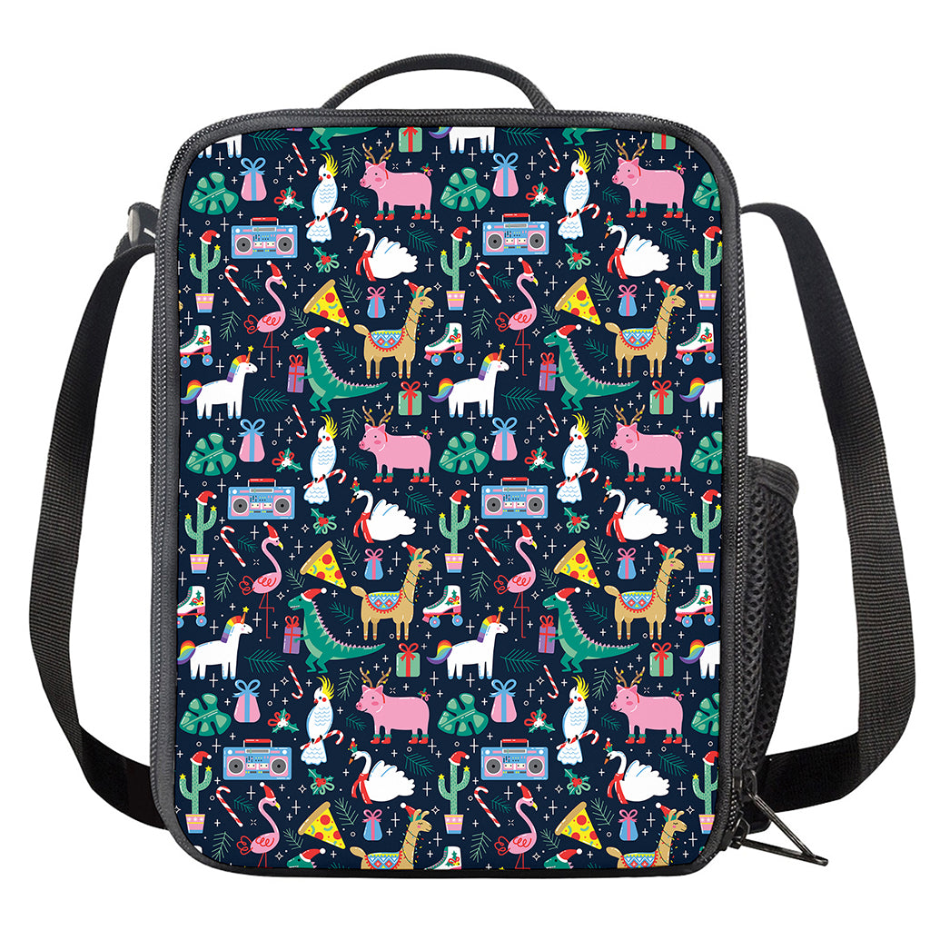 Funny Christmas Animals Pattern Print Crossbody Lunch Bag