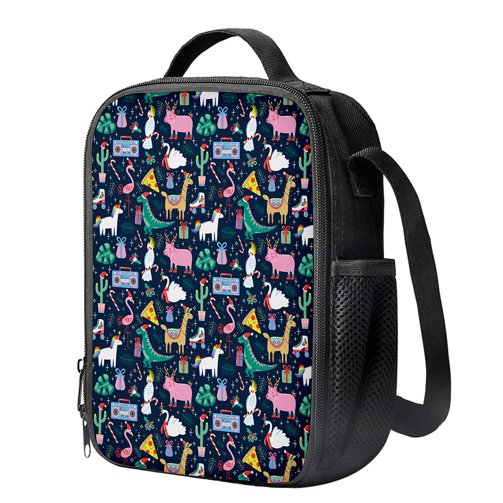 Funny Christmas Animals Pattern Print Crossbody Lunch Bag