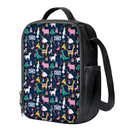 Funny Christmas Animals Pattern Print Crossbody Lunch Bag