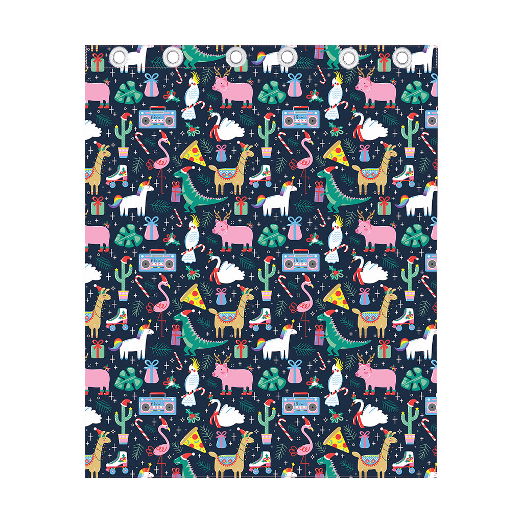 Funny Christmas Animals Pattern Print Curtain