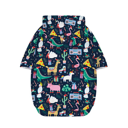 Funny Christmas Animals Pattern Print Dog Zip Up Hoodie