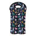 Funny Christmas Animals Pattern Print Double Neoprene Wine Tote