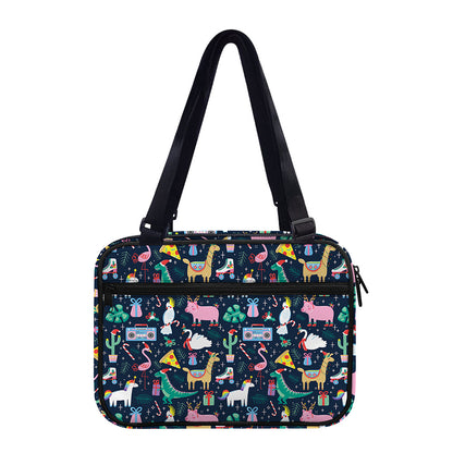 Funny Christmas Animals Pattern Print Double Strap Bible Bag