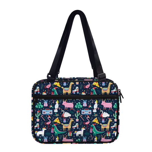 Funny Christmas Animals Pattern Print Double Strap Bible Bag
