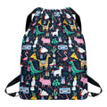 Funny Christmas Animals Pattern Print Drawstring Backpack