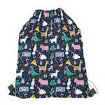 Funny Christmas Animals Pattern Print Drawstring Bag