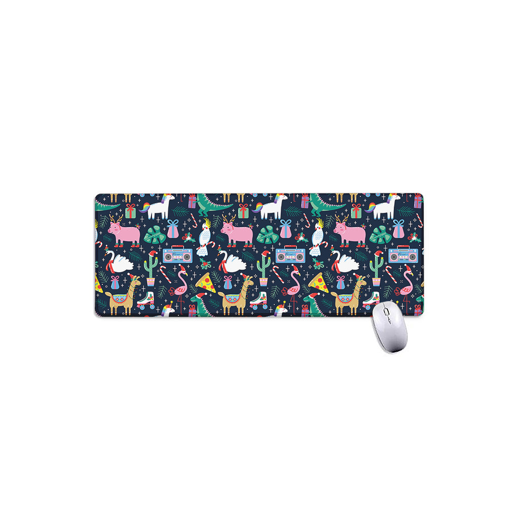 Funny Christmas Animals Pattern Print Extended Mouse Pad