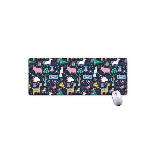 Funny Christmas Animals Pattern Print Extended Mouse Pad
